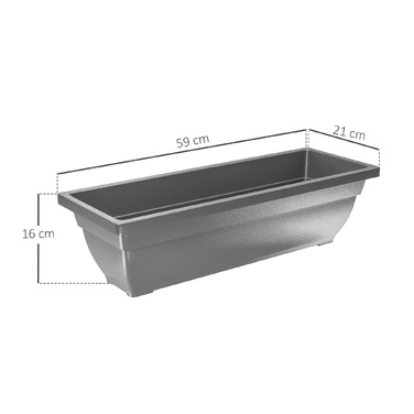 Outsunny Set of 5 Flower Pots - Plastic Planters for Patio, Garden, or Balcony, 23.2 x 8.3 x 6.3 inches, Gray