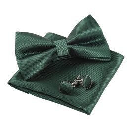 Набір краватка-метелик, запонки та хустинка Alizeal для чоловіків (лісово-зелений)