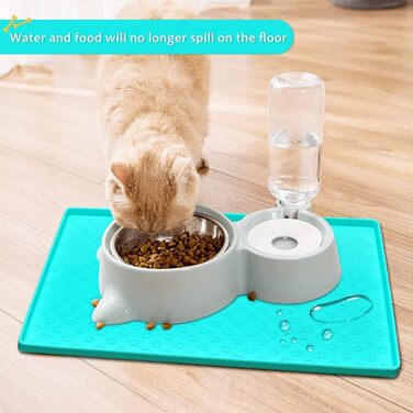 Силіконовий килимок під миску для собак та котів Umtiti (60x40 см, кремовий), вологостійкий, неслизький, для годування, миється в посудомийній машині