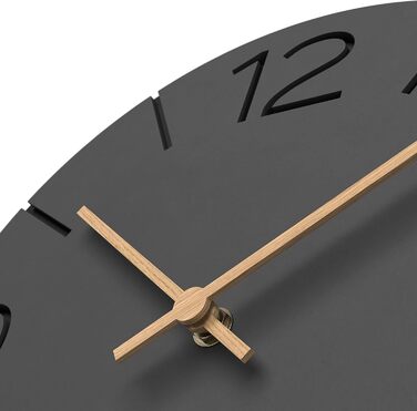 Cander Berlin MNU 2630 Y Wall Clock Silent, No Ticking, 30 cm, Analog, Living Room, Modern, Vintage, Grey, Black, Wooden Hands