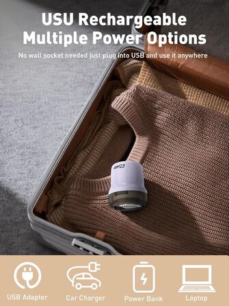 Електричний видалення ворсу для одягу та меблів COPPA, 6 лез, 3 швидкості, перезаряджається, з індикатором заряду, фіолетовий