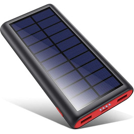 Портативний сонячний павербанк QTshine 26800mAh з двома виходами для активного відпочинку, сумісний з iPhone, Samsung, Huawei (червоний)