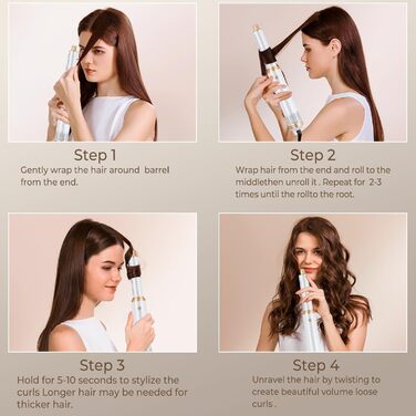 OKWRAP Hair Styler Set 5 в 1: Фен-щітка, плойка для локонів, об'єм, випрямлення. Білий сірий колір