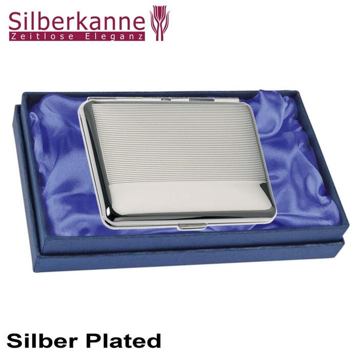 Сріблястий двосторонній портсигар Silberkanne Hamburg 6,5x9,5 см, преміум якість, посріблений метал