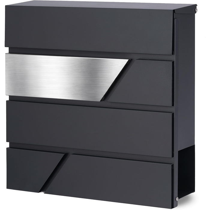 Поштова скринька Verda Anthrazit з газетницею, порошкове покриття AkzoNobel, 2 ключі, табличка з іменем, дизайнерська настінна поштова скринька з нержавіючої сталі