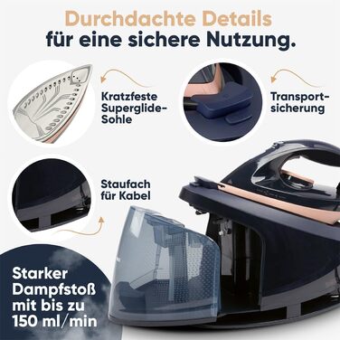 Станція парогенератора ProfiCare® PC DBS 3127 з керамічною підошвою Superglide, 2400W, 150 г/хв, 4 Bar, до 80 хв безперервної роботи