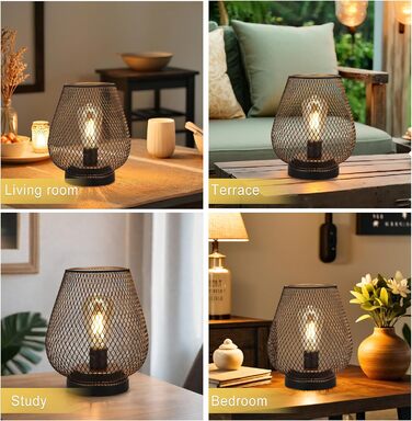 LED Ліхтар JHY DESIGN 2 шт. з металевого каркасу, акумуляторний, бездротовий, 17 см, індустріальний стиль, для дому та саду, декор, вечірка, чорний, з таймером