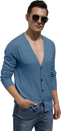 Чоловічий кардиган Hisir з V-подібним вирізом, легкий, елегантний, зимовий, класичний, з ґудзиками, синій, розмір L