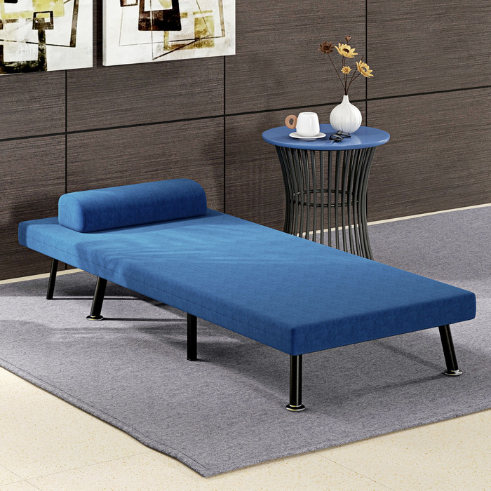 HOMCOM Sleeper Chair, Folding Bed with Bed Function, Back Cushion, Folding Recliner Chair with Linen Look, Adjustable Backrest, 75 x 70 x 75 cm, Dark Blue | Aosom