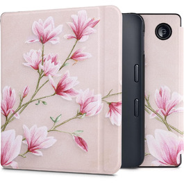Чохол-книжка kwmobile для Kobo Libra 2 - Чохол для eReader, Магнолії Рожево-Білий, Пастельний Рожевий