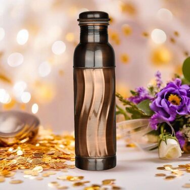 Copper Water Bottle with Diamond Cut, Leak-Proof, Ayurvedic Drinking Vessel, Copper Vessel for Sports, Gym, Outdoor, Yoga (Design 39)
