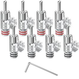 Комплект бананових роз'ємів Monosaudio BA1403, родієве покриття, закритий тип для акустичних кабелів та домашнього кінотеатру, 8 шт.