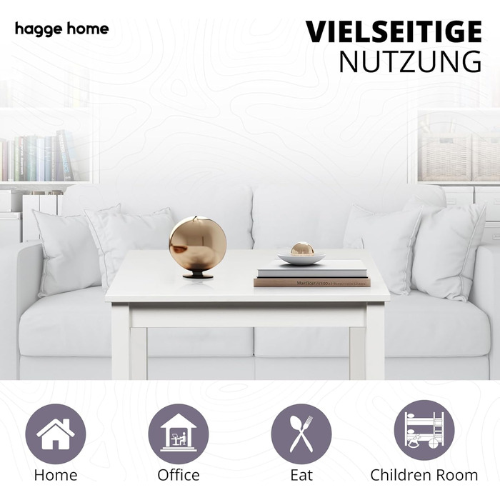 Обідній стіл Hagge Home з дерева, компактний кухонний стіл 70x70 см, коричневий, для їдальні та кухні