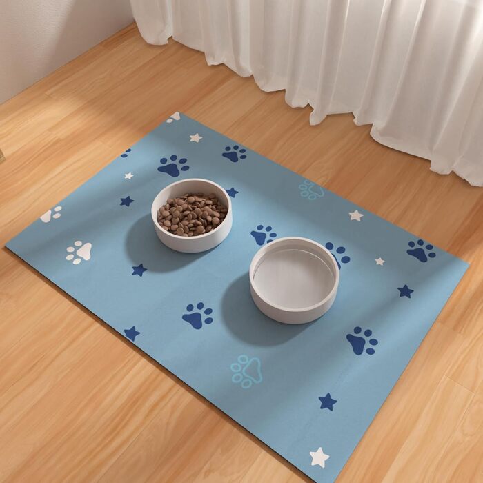 Килимок під миску для собак BLESWIN 30x50 см, синій, антиковзкий, для цуценят, що бризкають