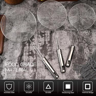 Набір з 3 шт. шумівки з нержавіючої сталі, фільтр для бульбашок та жиру, кухонне сито з нержавіючої сталі, 3 розміри