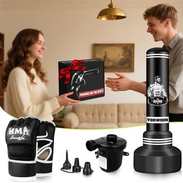 Стендова боксерська груша для дорослих та підлітків, 175 см, міцна боксерська груша для ударів, комплект з боксерськими рукавичками та електричним насосом, боксерська груша для чоловіків, ідеальна для тренувань MMA та кікбоксингу