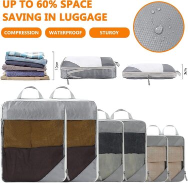 Набір органайзерів для валізи (9 шт.) - Компресійні куби для подорожей, кемпінгу, рюкзака