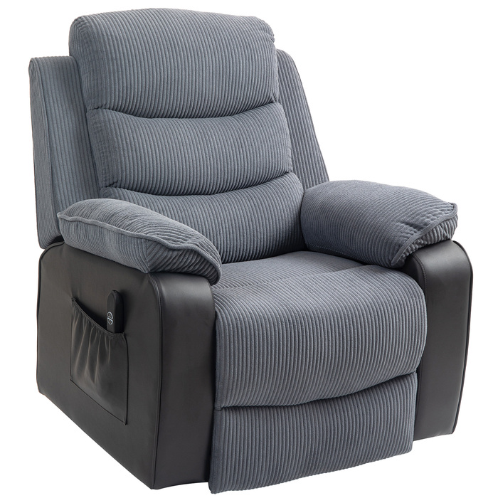 HOMCOM Power Lift TV Chair with Lifting Assistance, Electric Recliner with Lie-Flat Function, Pocket Spring, TV Chair with Footrest, Side Pocket and Remote Control, Dark Grey | Aosom