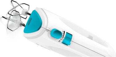 Міксер Bosch CleverMixx MFQ2210D: 2 вінчики, 2 гаки, нержавіюча сталь, 375W, 4 швидкості, білий/блакитний