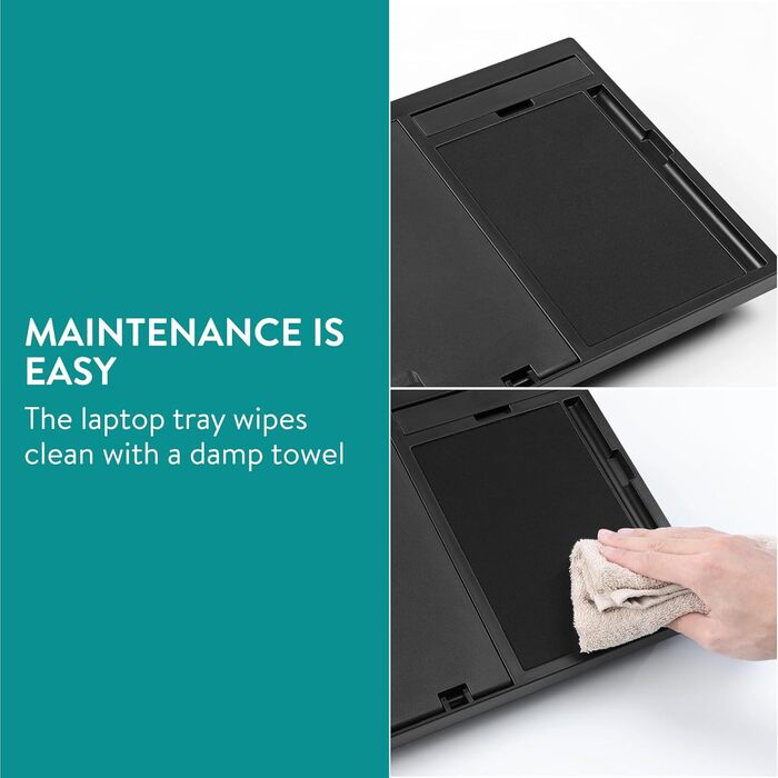 Підставка для ноутбука Navaris з пластику - для ліжка, дивана, планшета. 37,6x28x5,8 см. Підставка-подушка для ноутбука, 8 рівнів, з підкладкою для миші (Чорний)