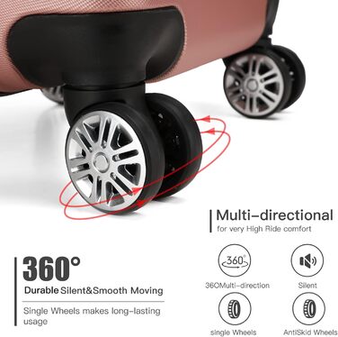 Валіза ручної поклажі KONO 55x38x22 см, 33 літри, ABS, рожево-золотий колір