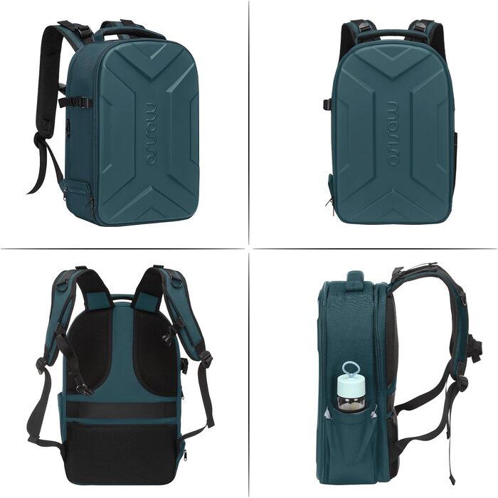 MOSISO Рюкзак для камери, DSLR/SLR/беззеркальної фототехніки, водонепроникний, з кріпленням для штатива, відділення для ноутбука 15-16 дюймів, сумісний з Canon/Nikon/Sony, блакитно-зелений