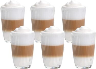 Set of 6 Latte Macchiato/Coffee Glasses - 370ml, 6 Drinking Straws 23 cm, 1 Brush (6 Linea 370ml)