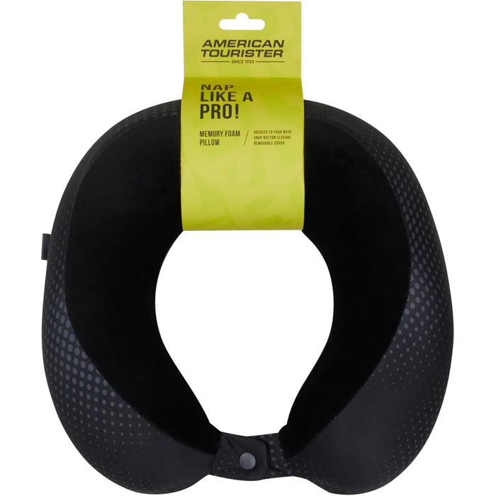 Подушка для шиї American Tourister з Memory Foam - ергономічна, для подорожей (літак, авто, поїзд), 30 см, чорно-сіра