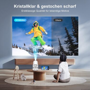 Міні проектор Salange HY300ula 4K Android 11.0 з Wi-Fi 6, Bluetooth 5.4 та динаміком 5W. Підтримка 4K, 1080P, обертання 180°, автоматична корекція трапецеїдальних спотворень.