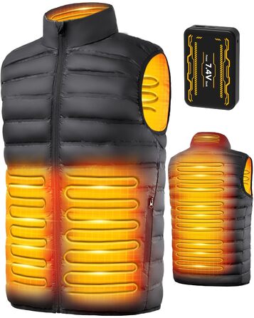 Обогревна жилетка з підключенням Powerbank, чоловіча/жіноча, 6 зон нагріву, 3 режими, для катання на мотоциклі, лижах, на вулиці, XL, чорна (з акумулятором 25000mAh)