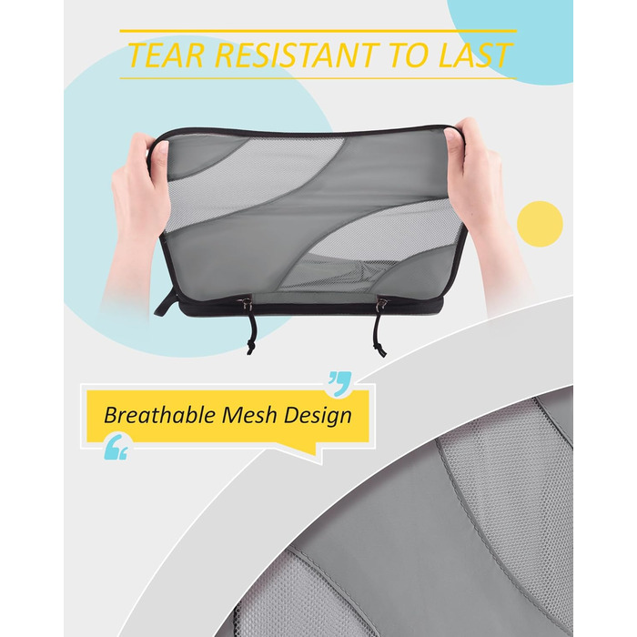 Органайзери для валізи BAGSMART компресійні (6 шт., сірий) - набір кубиків для подорожей та ручної поклажі