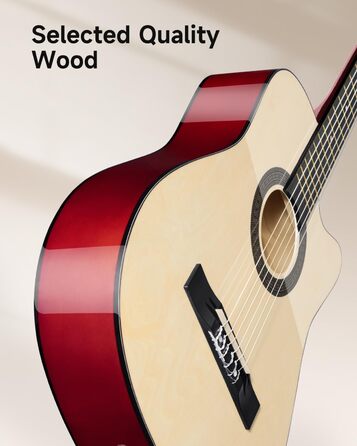 Акустична гітара Moukey для початківців, дітей, підлітків та дорослих (38 дюймів, натуральний колір), комплект з аксесуарами