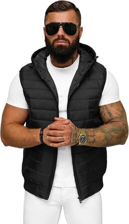 Чоловіча степкова жилетка OZONEEE з капюшоном, чорна, XL. Спортивна жилетка без рукавів для перехідного сезону, модель 777/892KA