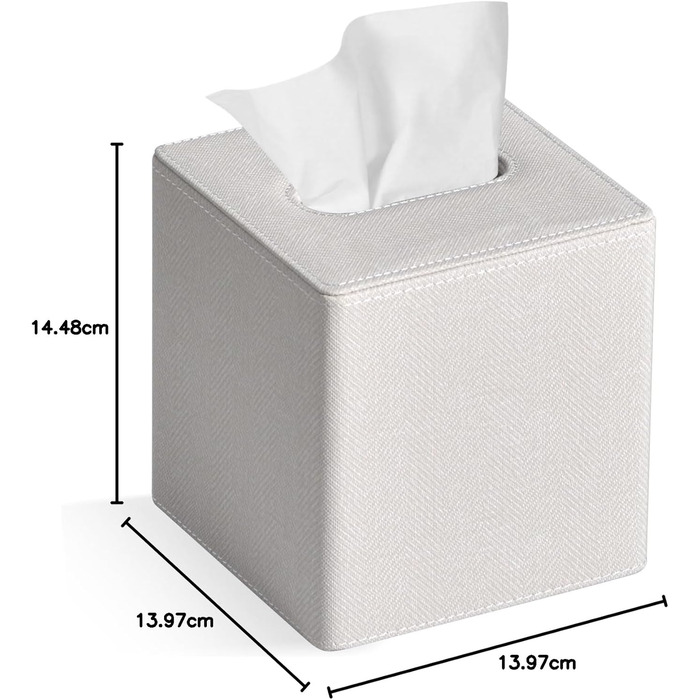 Скляна коробка для серветок, PU-шкіра, сучасний дизайн, для ванної, спальні, кухні, офісу (бежева льон)
