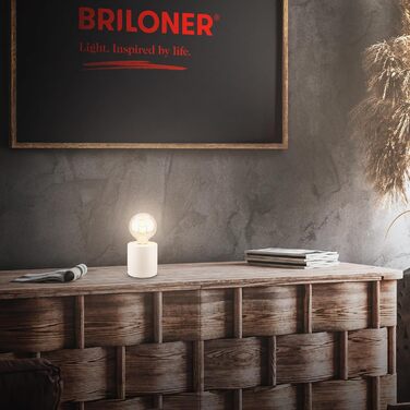 BRILONER Настільна лампа мініатюрна, ретро/вінтаж, кераміка, біла, E27, 10W, для спальні/офісу/читання, 10x9 см