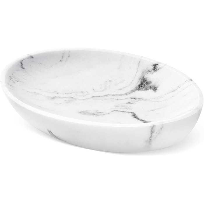 Підставка для мила Shinowa: неслизька коробочка для мила з харчового гіпсу, білий камінь. Організатор для ванної кімнати, туалету, кухні.