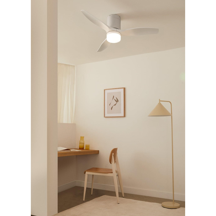 Вентилятор стельовий WINDCALM ABS з підсвічуванням, білий, з пультом, 40W, Ø112cm, 6 швидкостей, 3 режими LED, таймер, літньо-зимовий режим