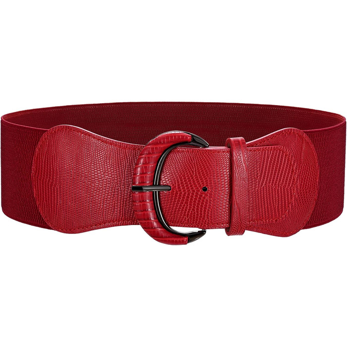 Жіночий широкий еластичний пояс WERFORU для суконь та костюмів (94-107 см, J-червоний)