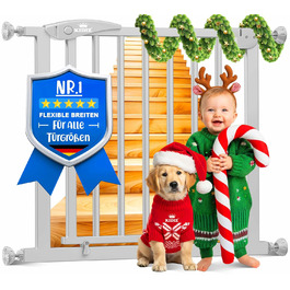 Захист для сходів KIDIZ без свердління | Ширина: 74-80 см, висота 75 см | Захист від падіння для дітей та собак | Одноручний відкривання, система Open-Stop 90°, сірий