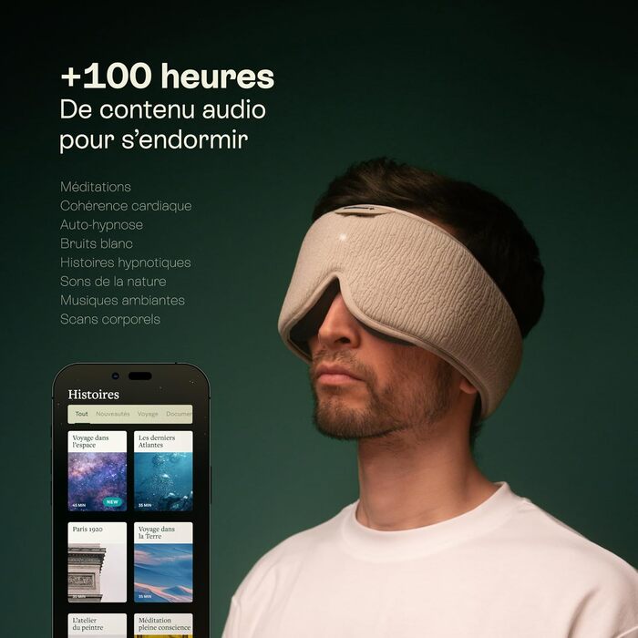HoomBand Ultimate: Бездротові навушники-маска для сну Bluetooth 5.0, звукоізоляція, терапія звуком, гіпнотичні історії, медитація