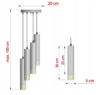 Стельова підвісна люстра-циліндр Kaszmir, бежевий екру, LED — для кухні, вітальні або над стільницею