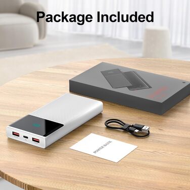 Портативний зарядний пристрій Power Bank 13000mAh з 2 вбудованими кабелями та LED-дисплеєм. Швидка зарядка PD для iPhone, Android та інших пристроїв.