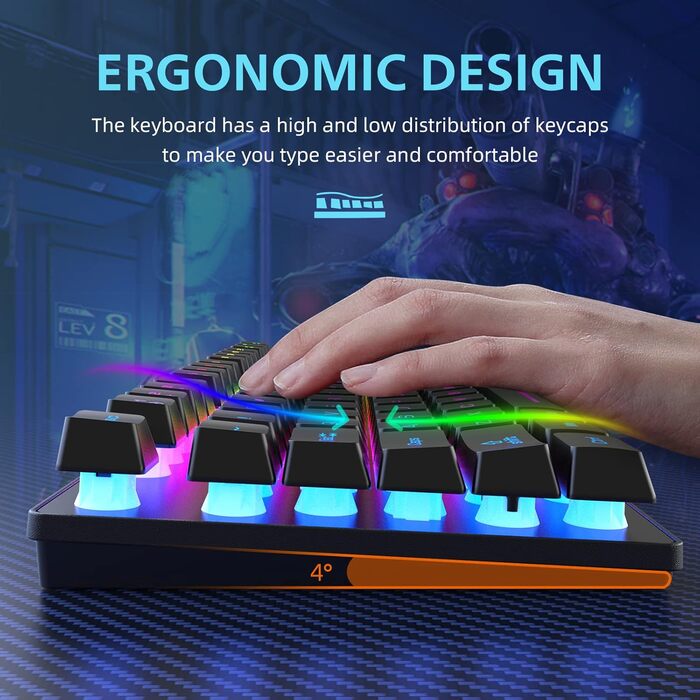 Механічна ігрова комбо клавіатура та миша з підсвічуванням Rainbow: клавіатура 87 клавіш, миша 2400DPI з 6 кнопками, та килимок для миші (чорний)
