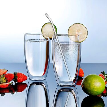 CNGLASS Double-Walled Insulated Glasses, 400ml / 13.5oz, 4-Piece Set, Latte Macchiato Glasses, Insulated Coffee Cups, Tableware, Drinkware