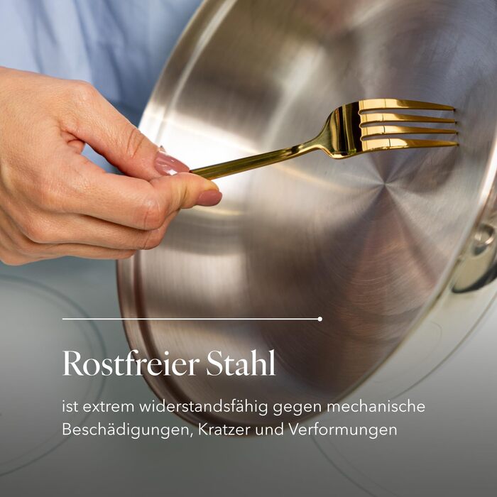 Набір сковорідок Florina Lucida (3 шт.) з нержавіючої сталі | 20, 24, 28 см | 3-шарова конструкція | Алюмінієвий сердечник | Для духовки | Ергономічна ручка | З дзеркальним блиском | Для всіх типів плит