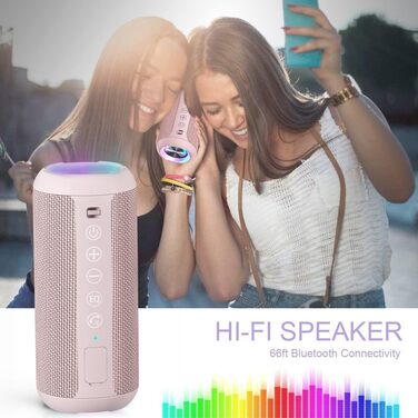 Портативна Bluetooth колонка Ortizan з RGB підсвіткою, водонепроникність IPX7, 30 годин роботи, баси Boost, TWS, AUX, TF картка, мікрофон (РОЖЕВА)