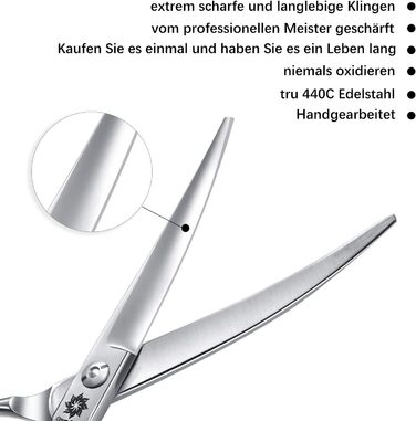 Ножиці для собак Dream Reach 6,5 дюйма, професійні ножиці для грумінгу, 440C нержавіюча сталь, для собак та котів, чорний колір