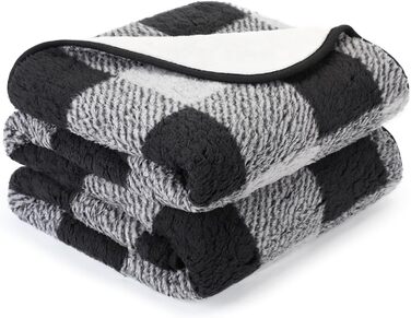 Водонепроникний килимок для собак, 152x127 см, фланель та шерпа, для середніх та великих собак, чорний в клітинку