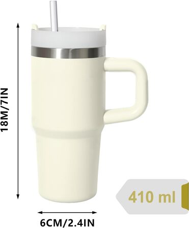 Термокружка ZAKVOP 410мл з трубочкою, кришкою та ручкою | Термоізольована кружка для кави та напоїв на виніс