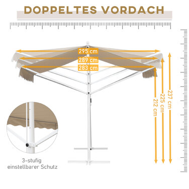 Outsunny Standmarkise Gartenmarkise 3x3m with Folding Arm and Crank, Beige, Ideal for Patio & Garden